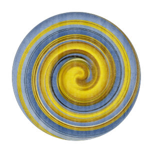 Tabla De Cortar Espiral amarilla y azul