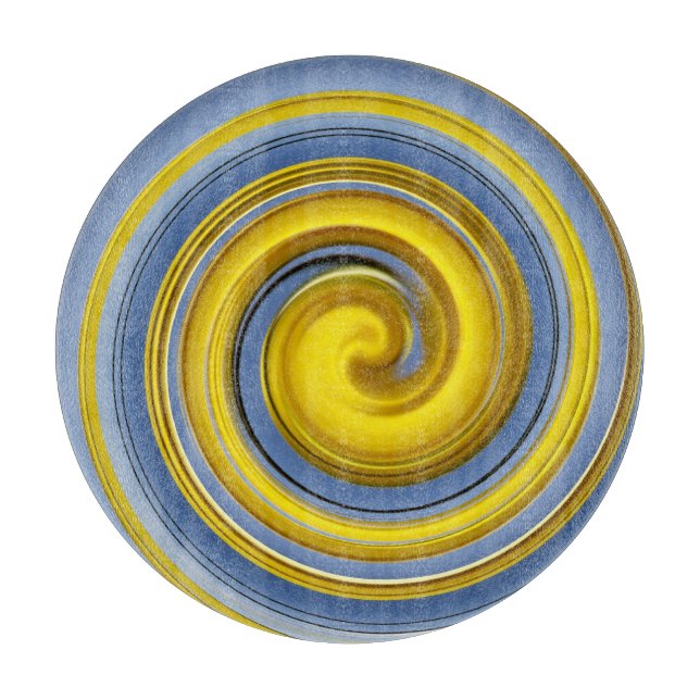 Tabla De Cortar Espiral amarilla y azul (Anverso)