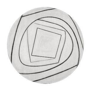 Tabla De Cortar Espiral Cuadrada Abstracta Blanco Negro