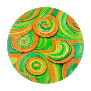 Tabla De Cortar Espiral verde y Naranja