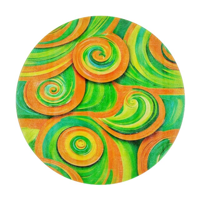 Tabla De Cortar Espiral verde y Naranja (Anverso)