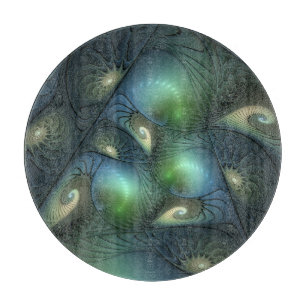Tabla De Cortar Espirales Verde azulado Beige Verde Resumen arte f