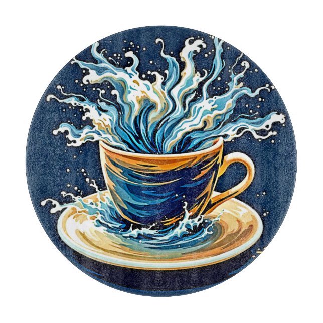 Tabla De Cortar Esplash de café oceánico (Anverso)