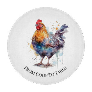 Tabla De Cortar Esplendor de corral: Gallina acuarela, personaliza