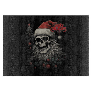 Tabla De Cortar Esqueleto Calavera Divertida Feliz Navidad Santa C