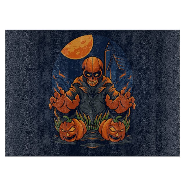 Tabla De Cortar Esqueleto espeluznante de Halloween (Anverso)