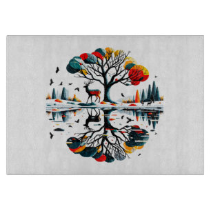 Tabla De Cortar Estadio majestuoso en el bosque de invierno nevado