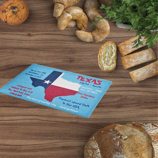 Tabla De Cortar Estado de Texas Dato Asombroso Vidrio  (Subido por el creador)