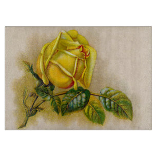Tabla De Cortar Estampa antigua vintage de rosa amarilla arte fino