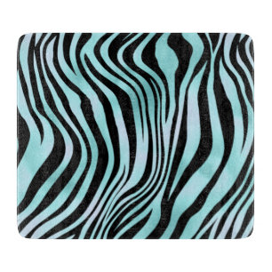 Tabla De Cortar Estampado Animal Azul Brillante Piel de Cebra Turq