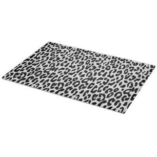 Tabla De Cortar Estampado Clásico de Leopardo en Blanco y Negro