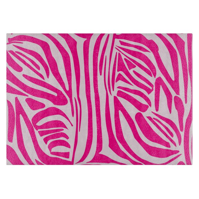 Tabla De Cortar Estampado de cebra rosa (Anverso)