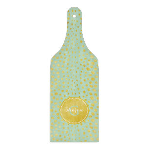 Tabla De Cortar Estampado de cheetah con brillo de oro falso y mon