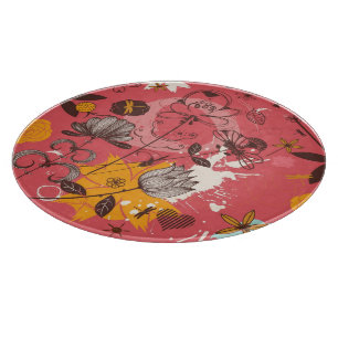 Tabla De Cortar Estampado de flores retro