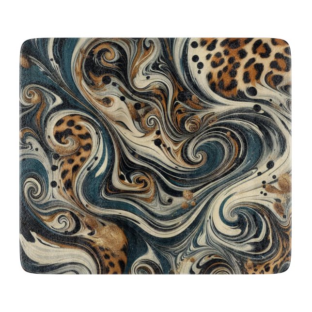Tabla De Cortar Estampado de leopardo abstracto en espiral (Anverso)
