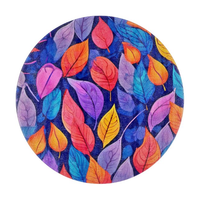 Tabla De Cortar Estilo burdel: Vibrantes patrones de hojas (Anverso)