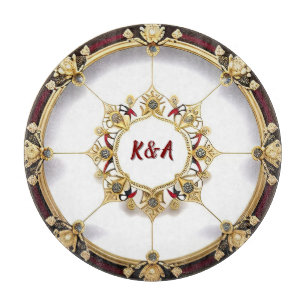 Tabla De Cortar 👑 Estilo de Hogar Elegante Círculo Dorado Luxe