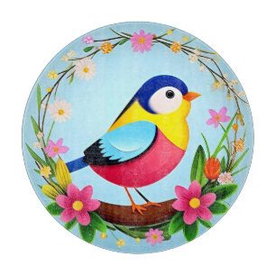 Tabla De Cortar 🌸 Estilo Hogareño Acogedor Floral de Pájaro Color
