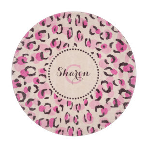 Tabla De Cortar Estilo moderno en estampado de leopardo rosa con m