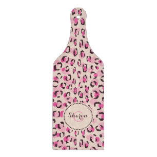 Tabla De Cortar Estilo moderno en estampado de leopardo rosa con m