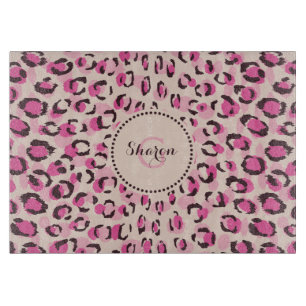 Tabla De Cortar Estilo moderno en estampado de leopardo rosa con m