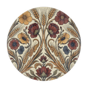 Tabla De Cortar Estilo William Morris Patrón Floral Trigo Rojo Dor