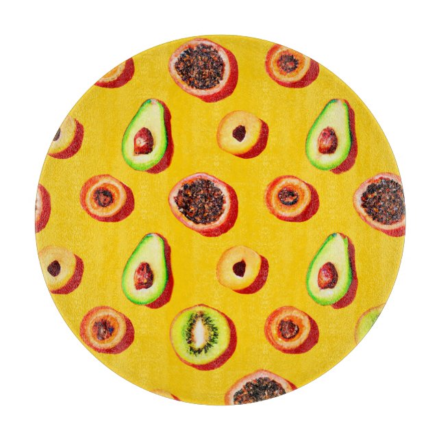 Tabla De Cortar Estiloso patrón de frutas neón (Anverso)