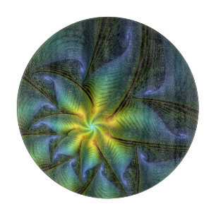 Tabla De Cortar Estrella abstracta, brillante arte azul verde dora