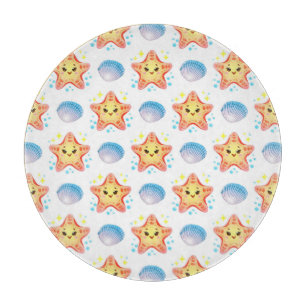 Tabla De Cortar ⭐ Estrella de Mar Adorable y Concha de Mar Encanto