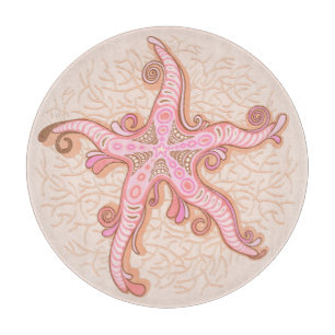 Tabla De Cortar Estrella de mar y coral rosa patrón pastel