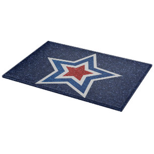 Tabla De Cortar Estrella Roja, Blanca, Azul Brillante 4 de Julio