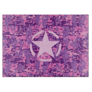 Tabla De Cortar Estrella rosa decoro al estilo de camo digital
