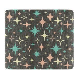 Tabla De Cortar Estrellas de la Era Atómica Rosa Azul Amarillo Mar
