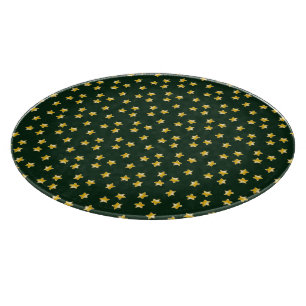 Tabla De Cortar Estrellas de oro en verde
