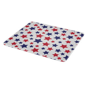 Tabla De Cortar Estrellas Rojas y Azules, 4 de Julio, Fondo Blanco