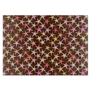 Tabla De Cortar Estrellas satinadas, rosadas en chocolate