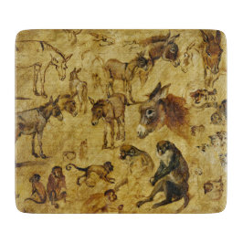 Tabla De Cortar Estudios de animales: burros, monos, gatos y perro