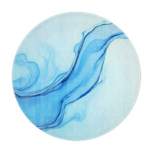 Tabla De Cortar Ethereal Blue Liquid Art Swirls