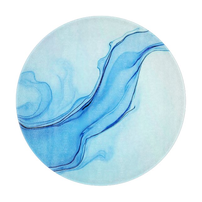 Tabla De Cortar Ethereal Blue Liquid Art Swirls (Anverso)