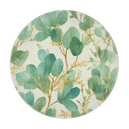 Tabla De Cortar Eucalyptus deja un diseño verde y dorado