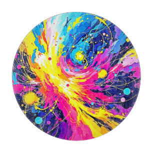 Tabla De Cortar Explosión Cósmica: Arte de Salpicaduras Vibrantes