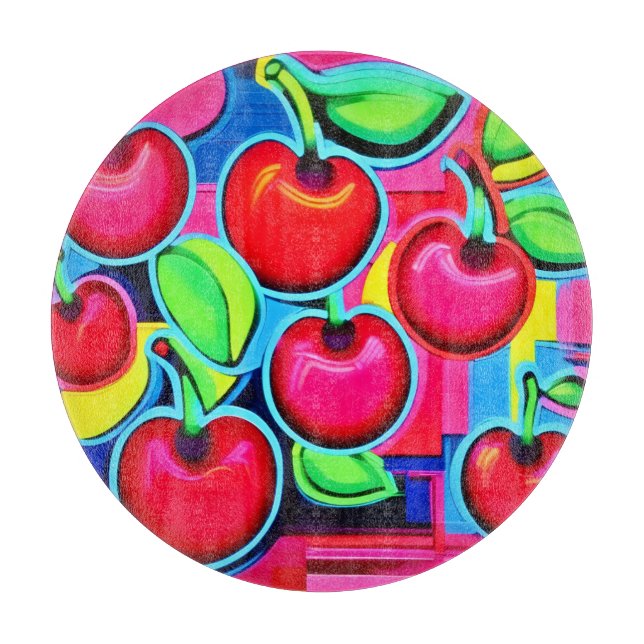 Tabla De Cortar Explosión de Cereza Pop Art (Anverso)