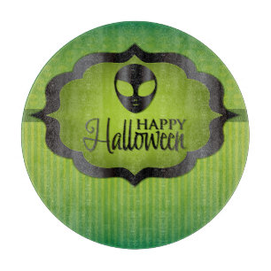 Tabla De Cortar Extraterrestre verde de Halloween
