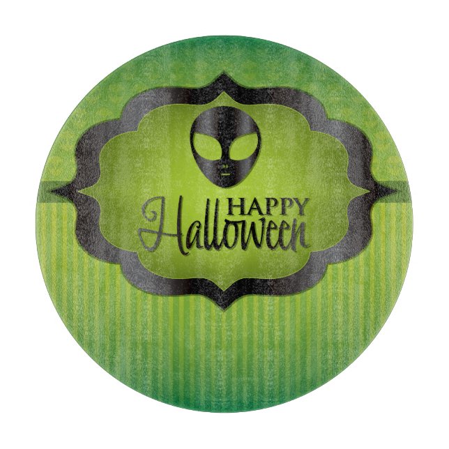 Tabla De Cortar Extraterrestre verde de Halloween (Anverso)