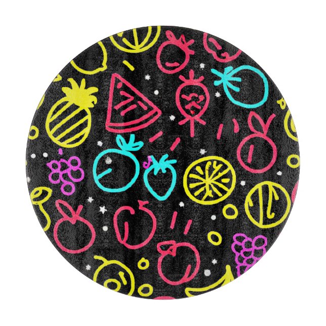 Tabla De Cortar Extravaganza de la fruta de neón (Anverso)