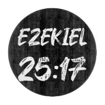 Ezekiel 25 17 Tipografía Grunge Verso Etiqueta