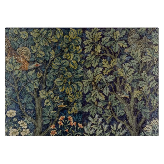 Tabla De Cortar Faisán pájaro árbol bosque William Morris (Anverso)