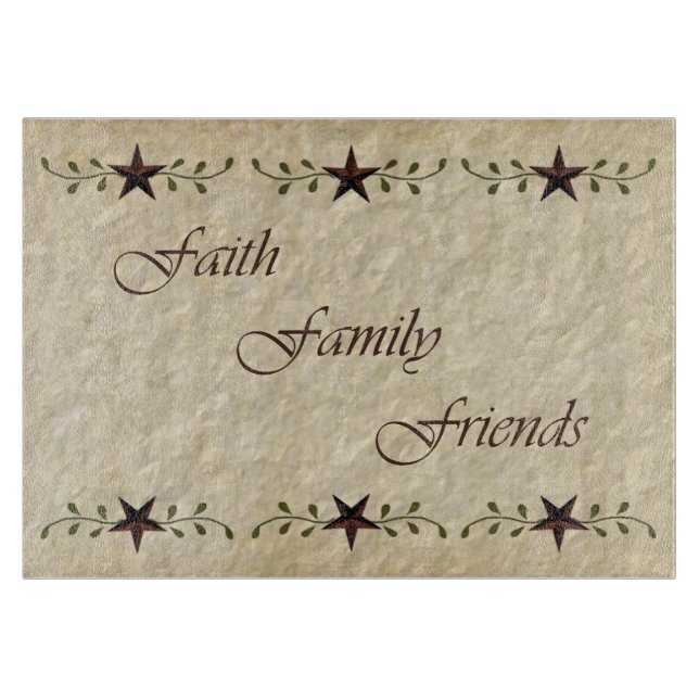 Tabla De Cortar Faith Family Friends Glass Cutting Board (Anverso)