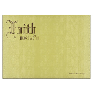 Tabla De Cortar Faith Hebrews 11:1 - Placa de corte de vidrio de 1