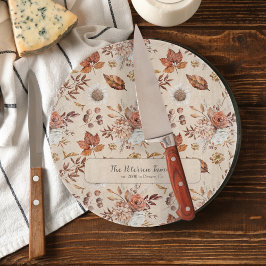 Tabla De Cortar Fall floral elegante retro nombre familiar persona